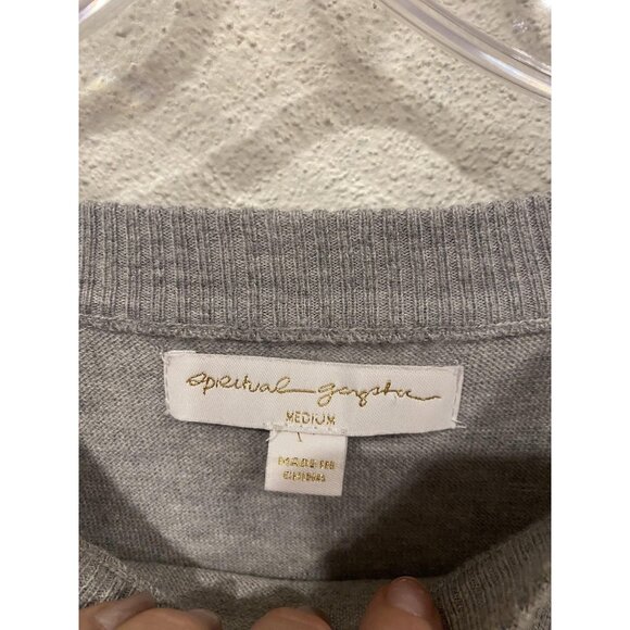Spiritual Gangster On The Go Sweater Womens Medium Gray Crewneck Knit Pullover - Picture 3 of 5